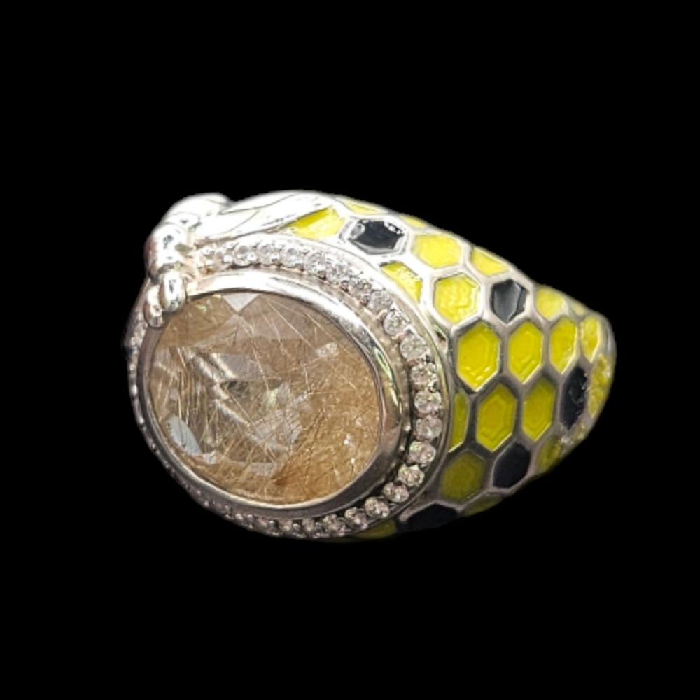 Golden Rutilated Quartz Ring - Picture 2 of 5